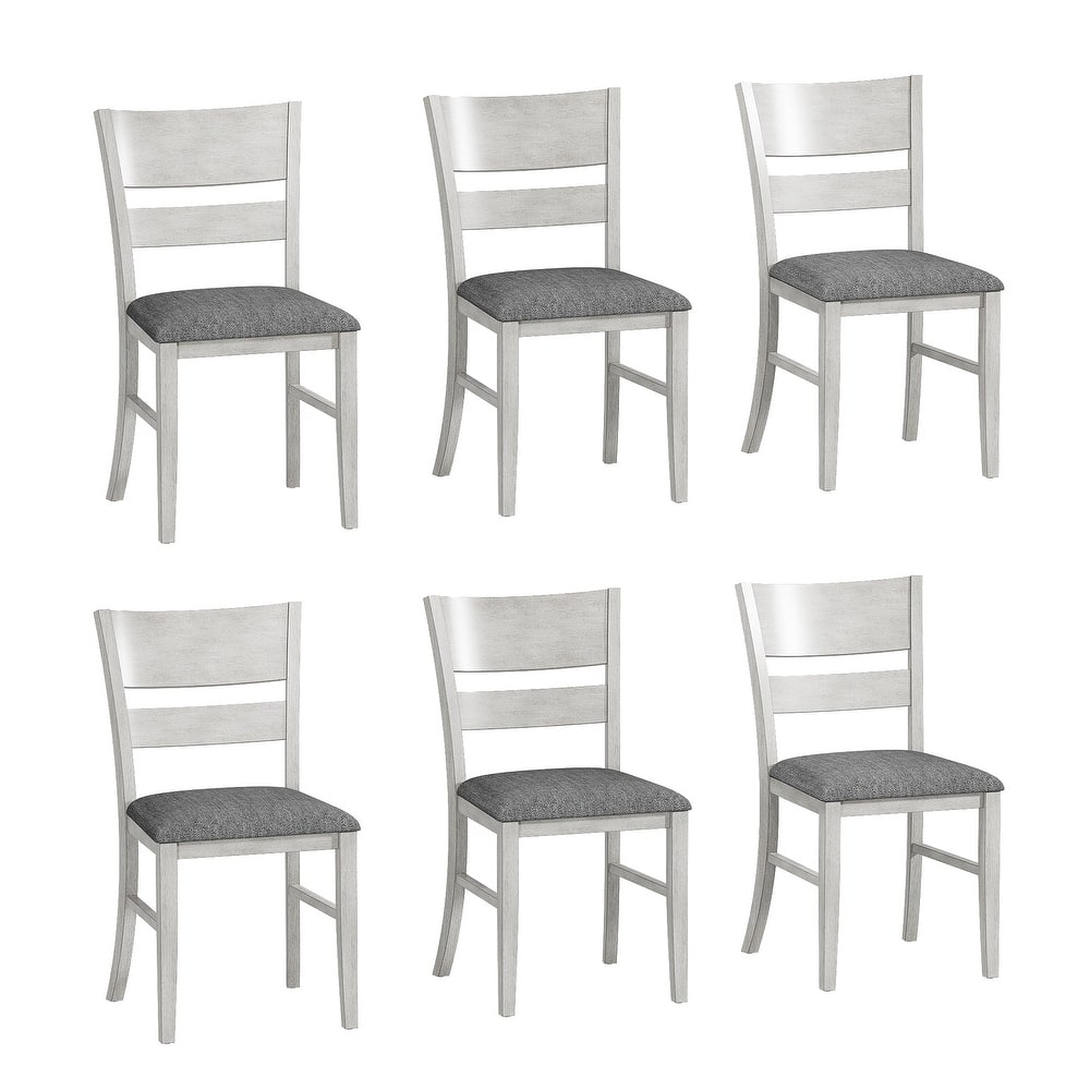 VECELO Dining Chairs Set of 2/4/6, Solid Wood Dining Chairs with Linen Fabric Seating