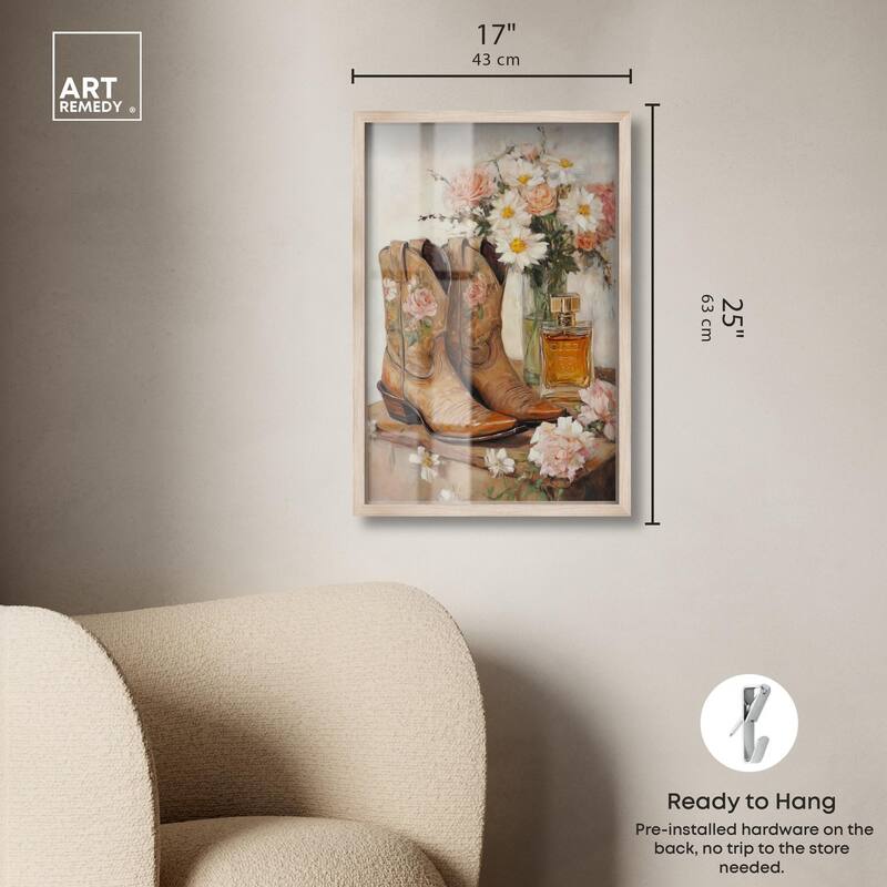 Delicate Floral Boots II Shadowbox by Art Remedy