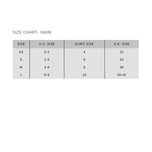 Dolce Vita Swim Size Chart