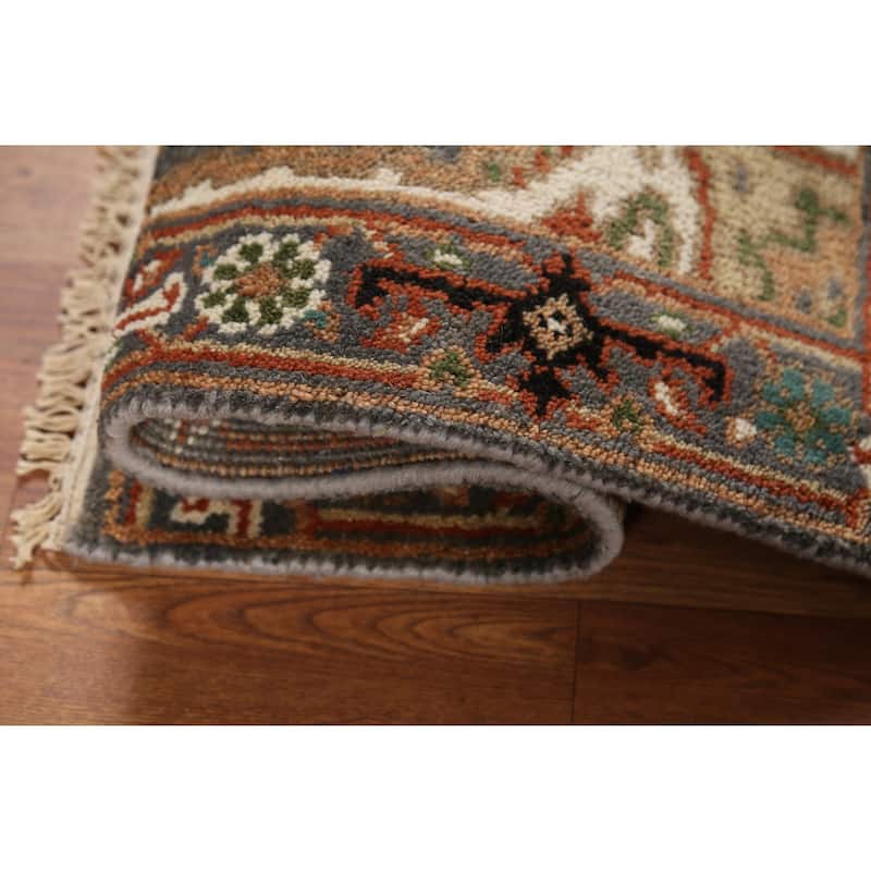 Grey Heriz-Serapi Indian Accent Rug Hand-Knotted Wool Carpet - 2'0"x 3'0"