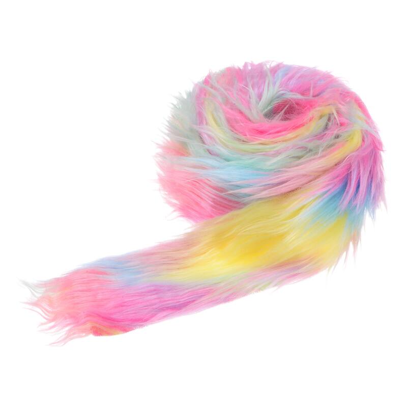 Faux Fur Fabric Precut Strips, 59x2 Inch for DIY Crafts Christmas Iridescent