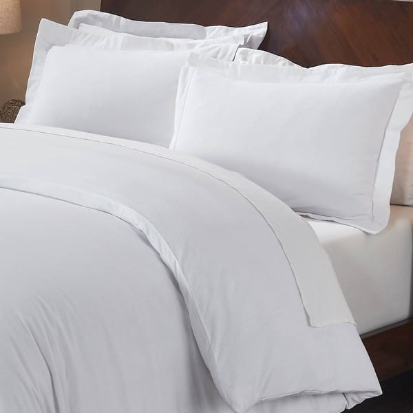 slide 2 of 5, Superior Rome Brushed Flannel Cotton Solid Duvet Cover Set White - California King