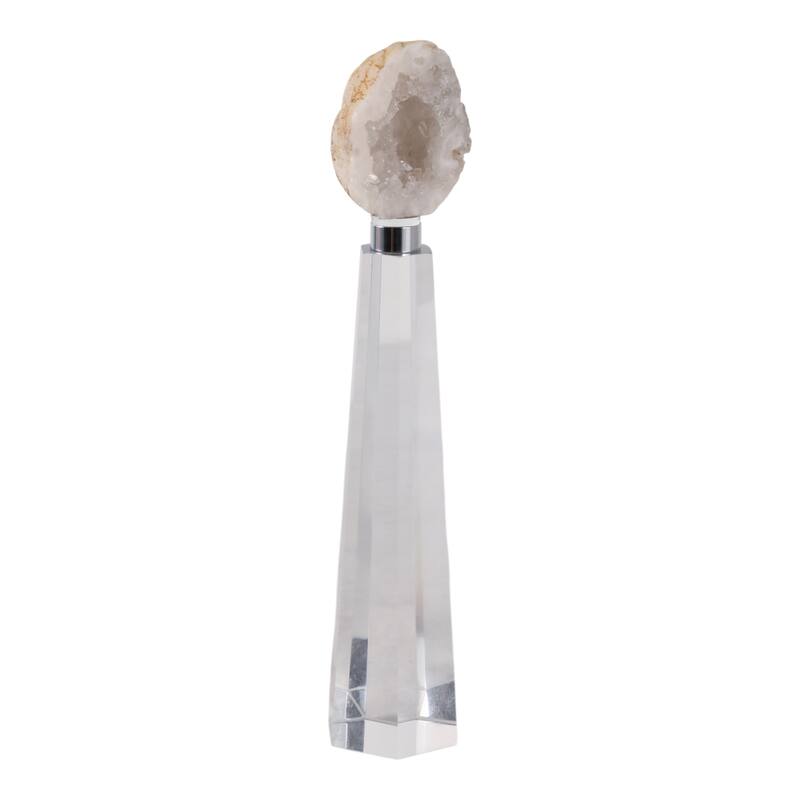 Crystal Stone Decorative Object Modern Geometric Glass Base Home Decor