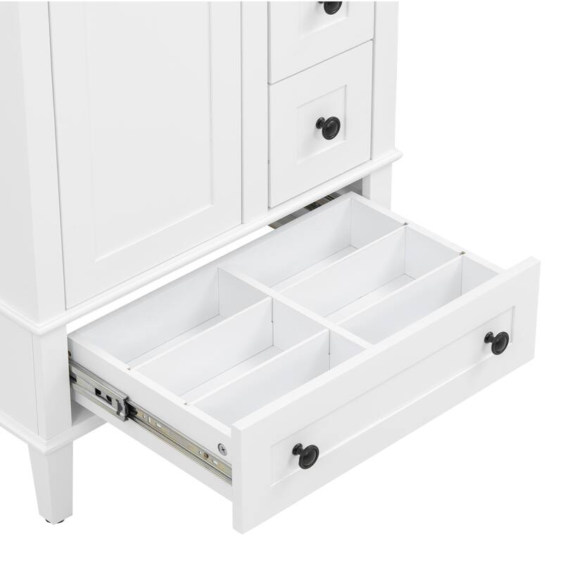 24 Inch Single Sink Bathroom Vanity, Integrated Ceramic Basin Bathroom Storage Cabinet