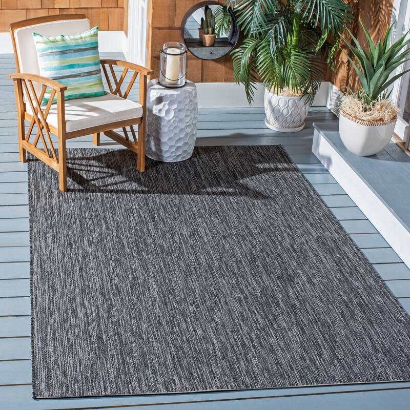 SAFAVIEH Courtyard Janyce Indoor/ Outdoor Waterproof Patio Backyard Rug - 2'7" x 5' - Black/Grey