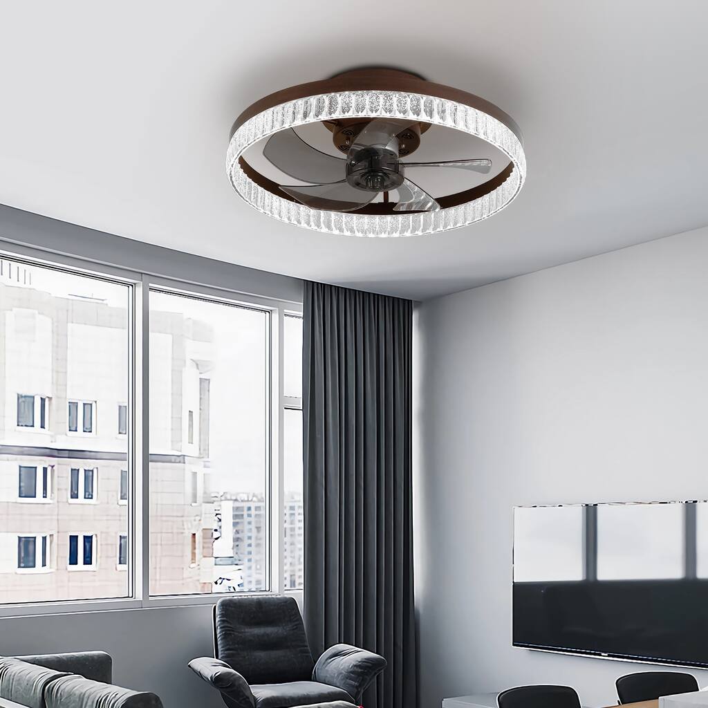 Remote Control Flush Mount Ceiling Fan Silent Fan Light with Adjustable Color Temperature & 6 Adjustable Wind Speeds