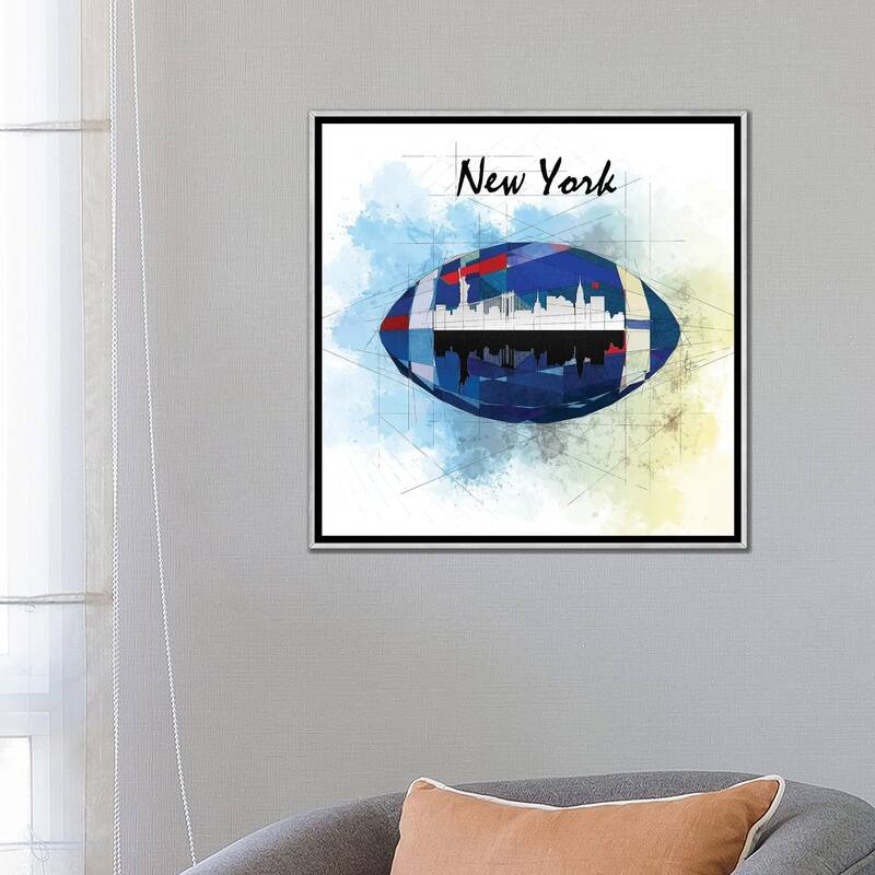 iCanvas "Football New York Giants" by Katia Skye Framed