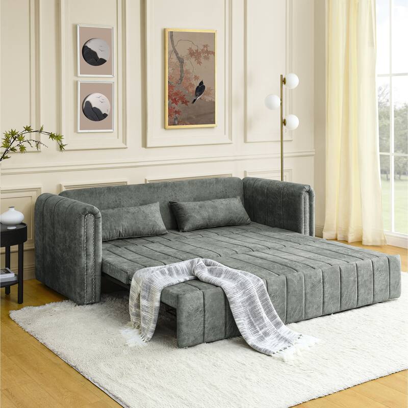 Modern Upholstered 3 in 1 Convertible PullOut Sleeper Sofa Bed Couches