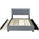 preview thumbnail 4 of 21, Queen Velvet Platform Bed with LED Lights and Storage Drawers
