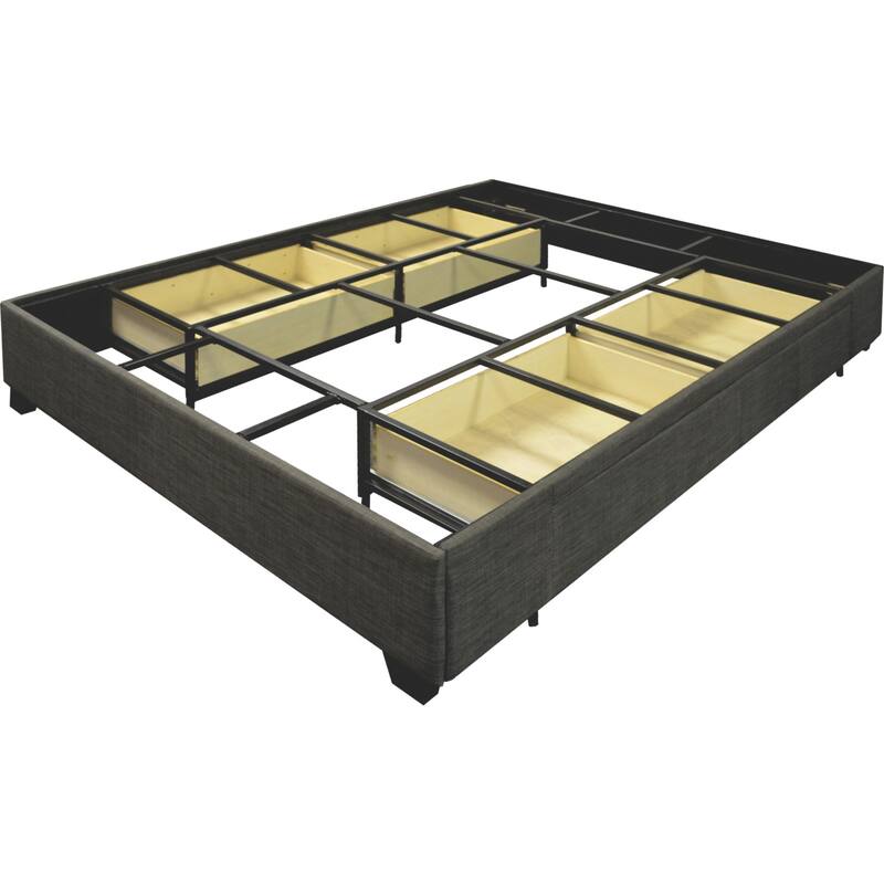 Queen Size Upholstered Platform Bed with Storage Drawers - Grey Bedroom Furniture
