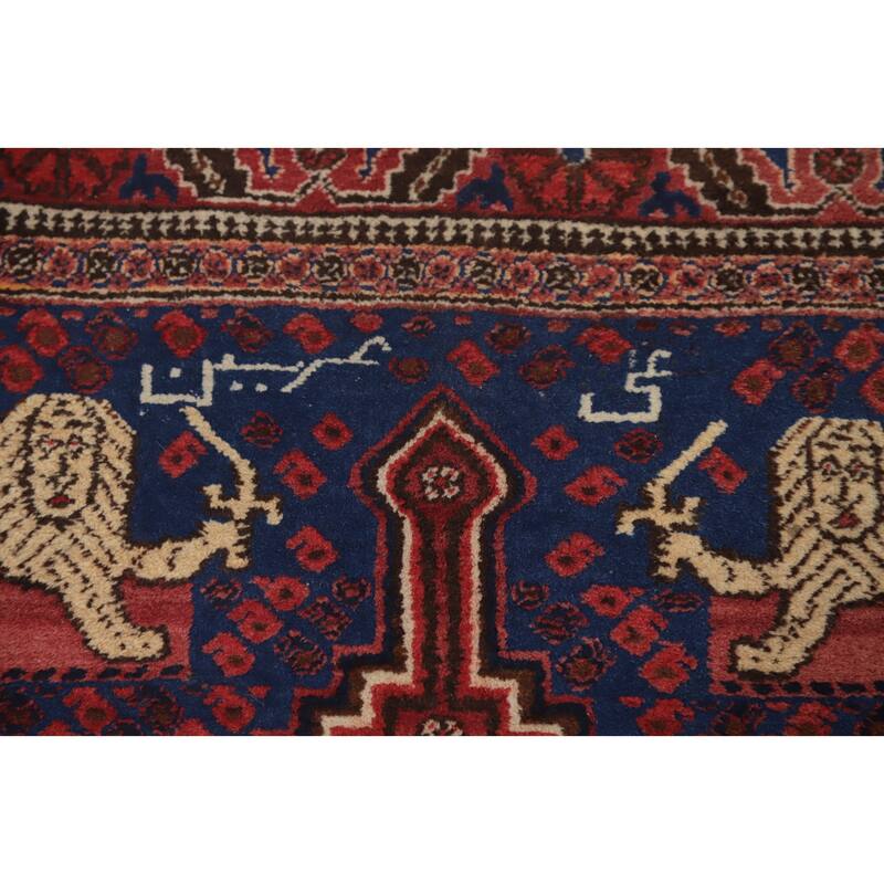 Hand Knotted Oriental 100% Wool Carpet Traditional Tribal Navy Blue & Blues Hamedan Area Rug - 6' 5'' X 3' 9''