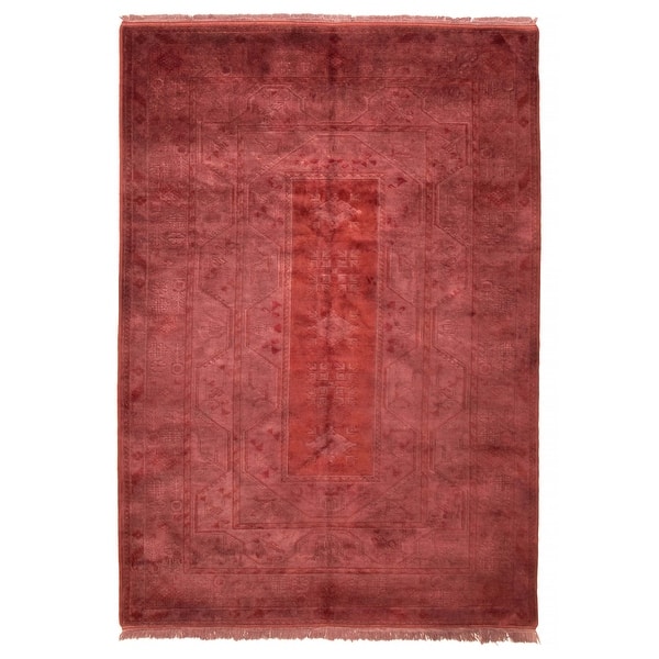 slide 2 of 9, ECARPETGALLERY Hand-knotted Color Transition Burgundy Wool Rug - 6'6 x 9'6 Burgundy - 6'6 x 9'6