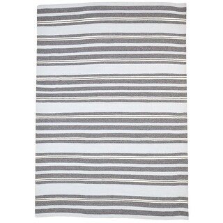 One of a Kind Flatweave Modern 5' x 8' Stripe Wool Grey Rug - 5' x 8 ...