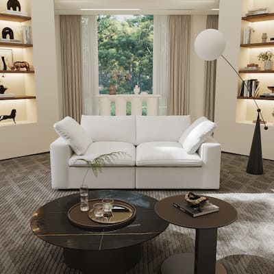 Linen Sectional Sofa Modern Upholstered Loveseat Couch
