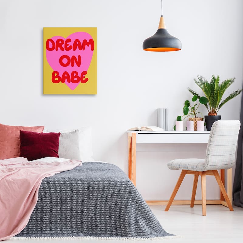 Stupell Dream On Babe on Yellow Canvas Wall Art Design By House of Lulu