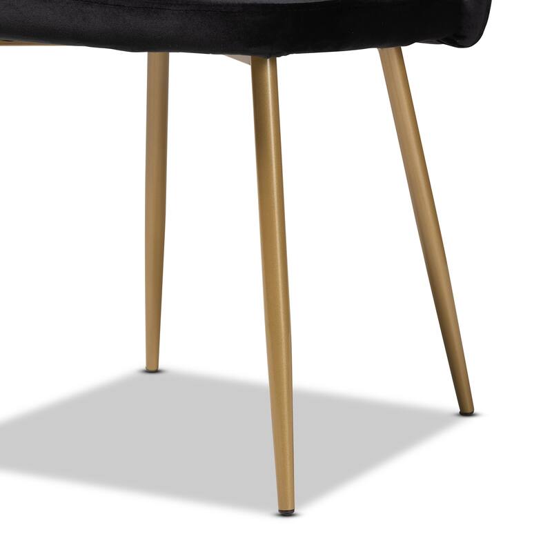 Velvet Dining Chairs Set of 2 - French Country Style, Gold Metal Legs, Upholstered Accent Chairs - 33.3