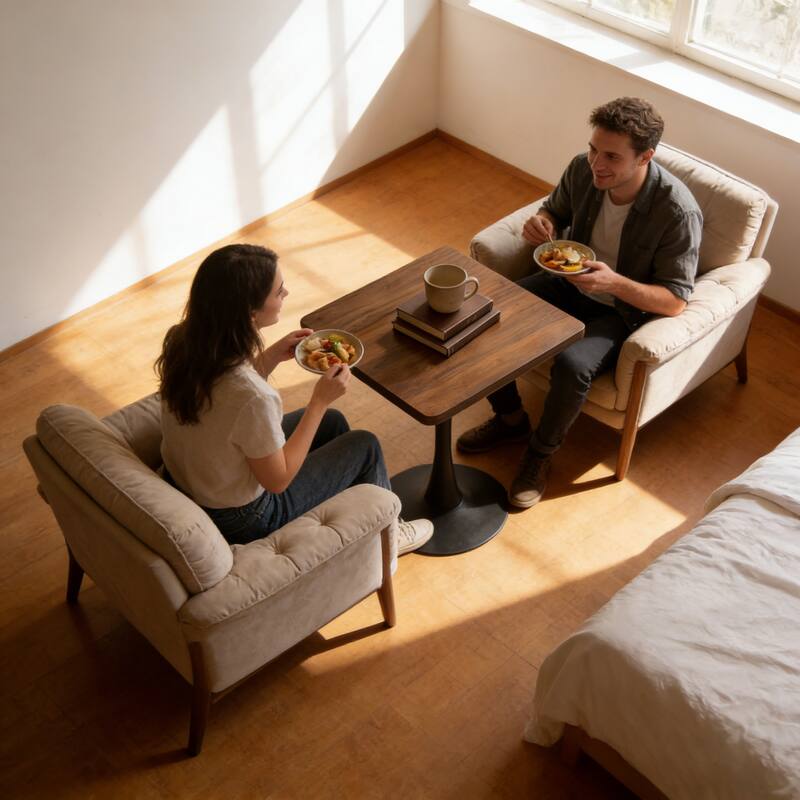 Square Dining Table, 23.6" Tulip Table with Thickened Edge Decor Tabletop & Metal Pedestal, Mid Century Modern Bistro Table