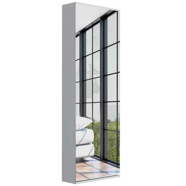Leto Wall Mounted Shoe Rack With Mirror - N/A