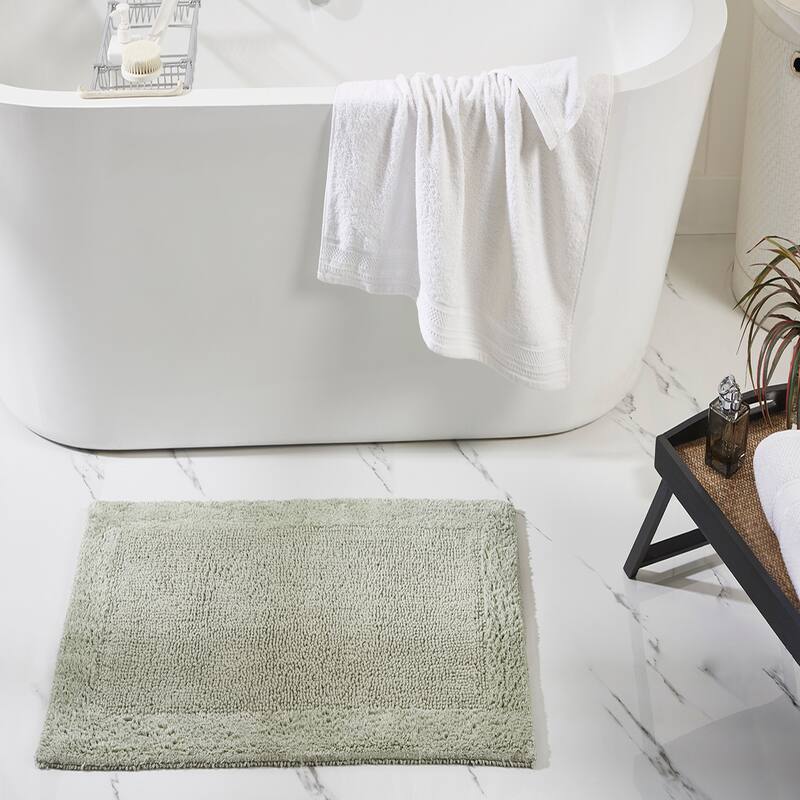 Better Trends Bath Rugs Set 100% Cotton Tufted Soft Water Absorbent Bathroom Rug for Shower, Sink Bath Mats Edge Collection