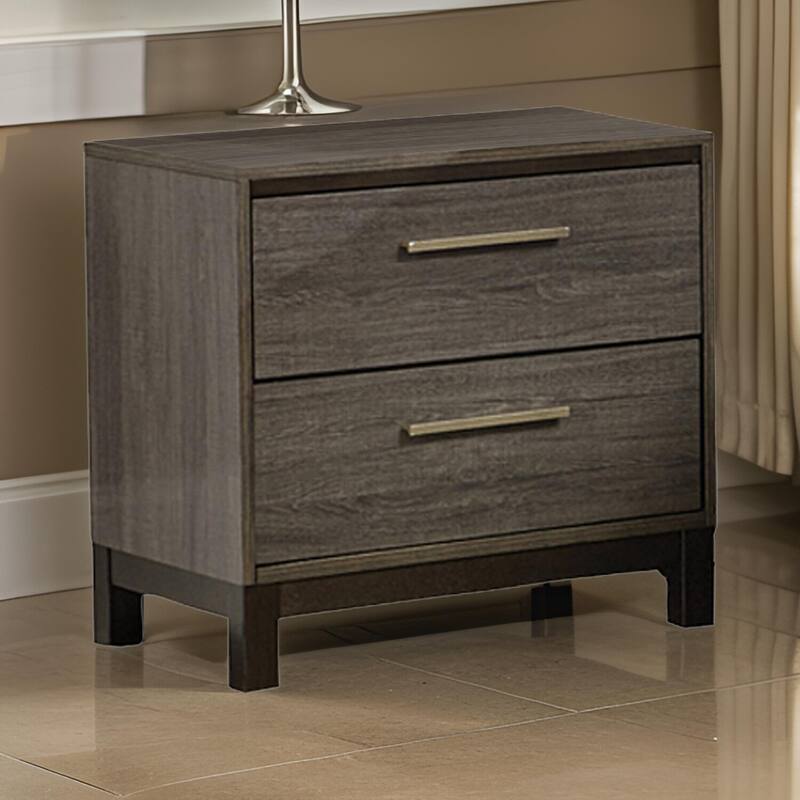 Gray/Brown 2 Drawer 23.25 in. W Nightstand with Sturdy Hardware and Ample Storage