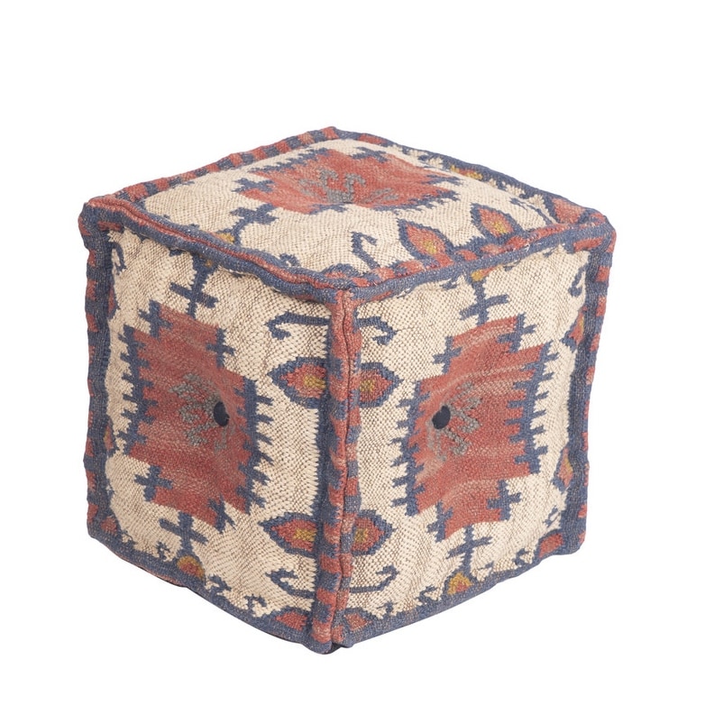 Herat Oriental Handmade Kilim Ottoman - 16 inch x 16 inch x 16 inch