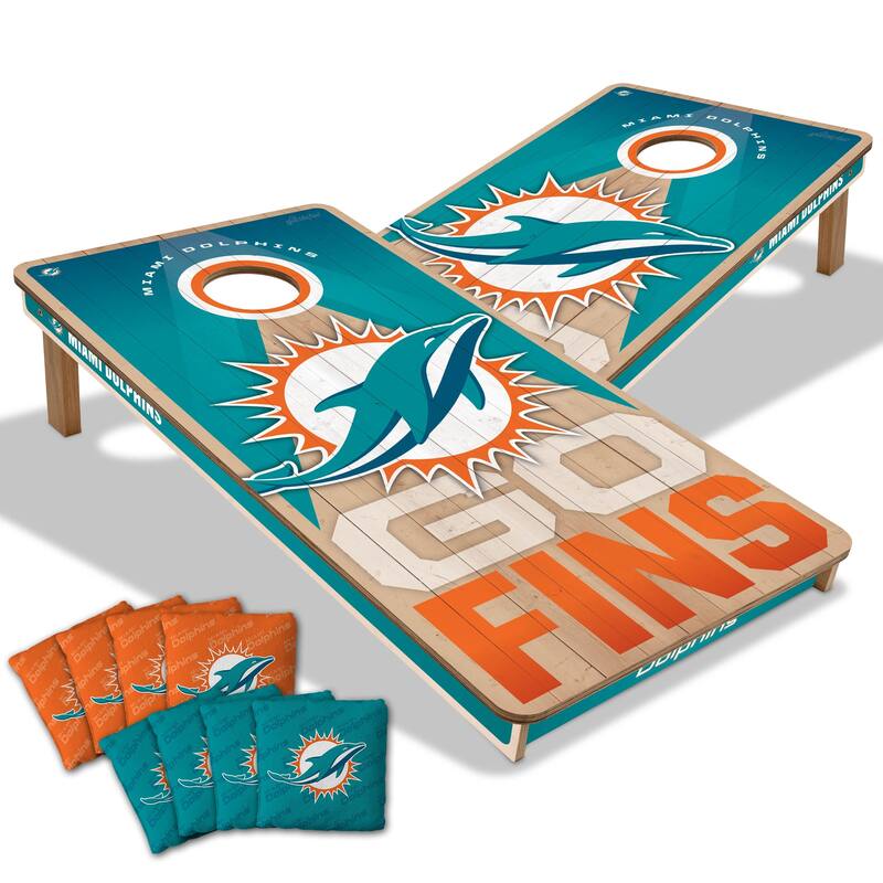 Miami Dolphins NFL 2x4 Professional Cornhole Board Set - Include Team Bags + Carry Case