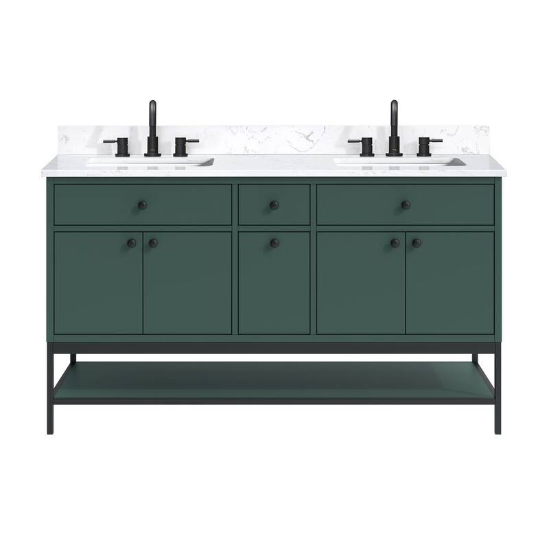 Avanity Paisley 60 in. Double Sink Vanity with Cala White Engineered Top
