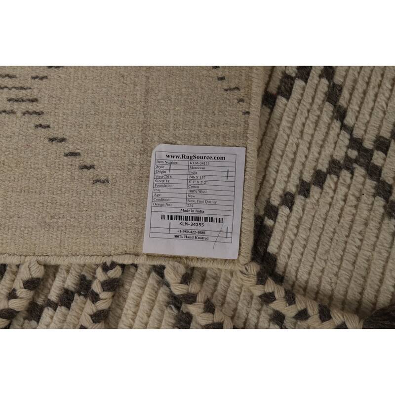 Trellis Moroccan Oriental Area Rug Handmade Wool Carpet - 5'2" x 8'1"