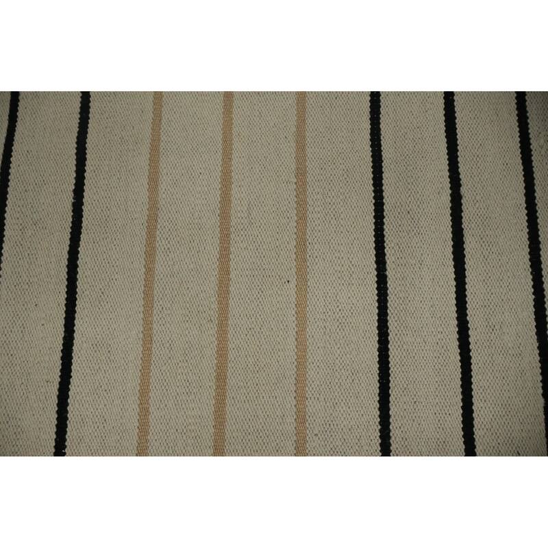Hand Woven Oriental 100% Wool Carpet Southwestern Geometric Beige & Ivories Kilim Area Rug - 8' 9'' X 6' 5''