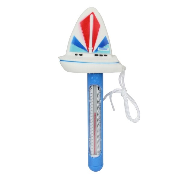 Blue and White HydroTools Sail Boat Thermometer for Swimming Pools or Spas, 9.5" - N/A