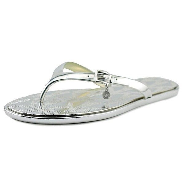 michael kors silver flip flops