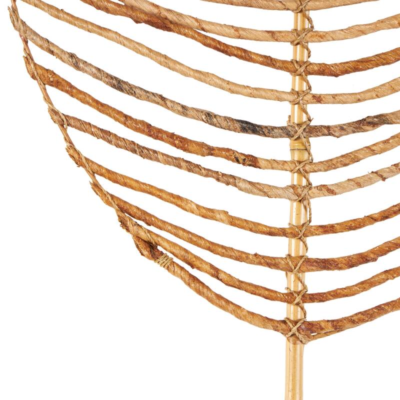 Bamboo Wood Leaf Handmade Tall Woven Palm Leaf Stick Home Decor Natural Foliage - Set of 2 Light Brown - Roche River Decor
