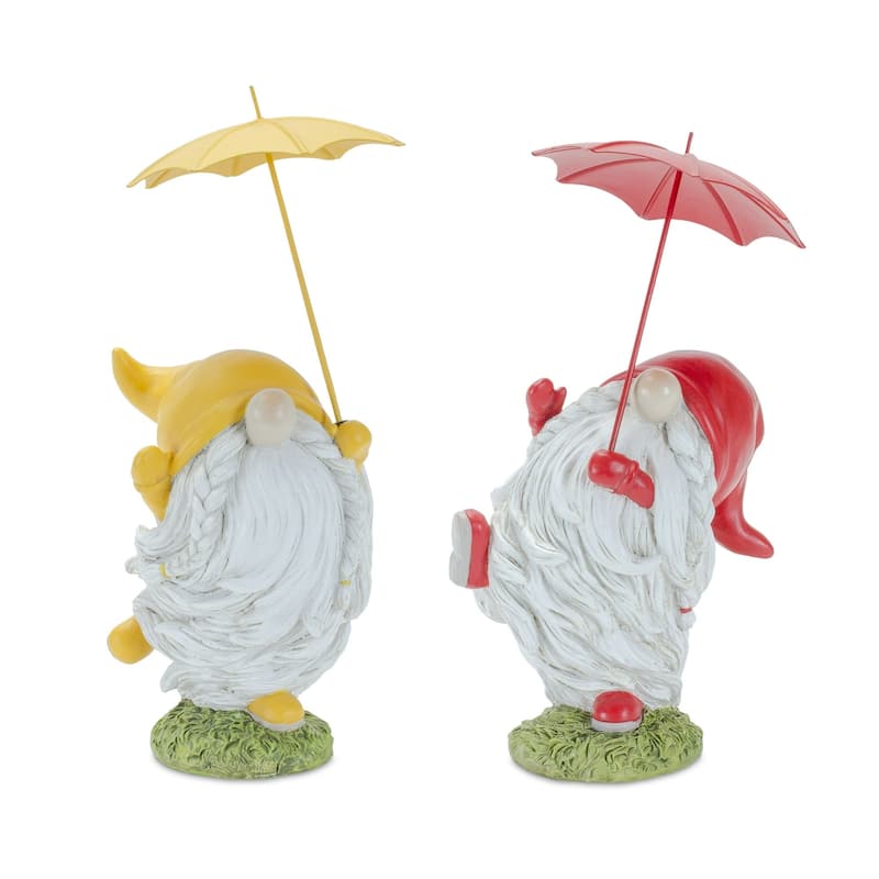 Set of 4 Dancing Gnome Umbrella Christmas Tabletop Figurines 8.25"