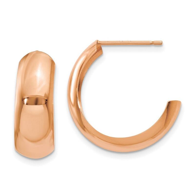 Curata 10k Rose Gold Polished 19x6mm J Hoop Earrings