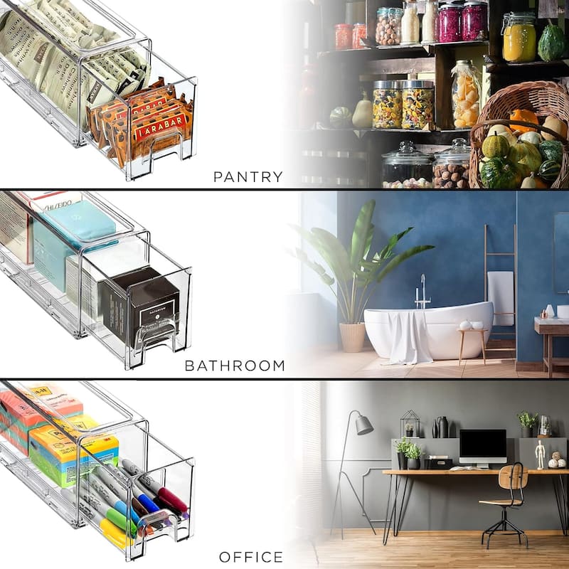 Sorbus Small Clear Stackable Storage Drawers with Handles 4 Pack