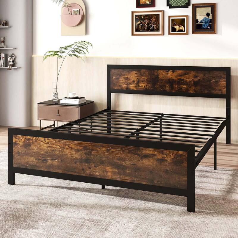 Costway Twin/Full/Queen Size Metal Bed Frame with Headboard &