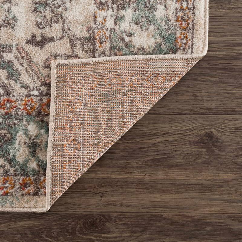 Hauteloom Bolinas Living Room, Bedroom Area Rug - Brick Red, Camel, Charcoal - 5'2" x 7'