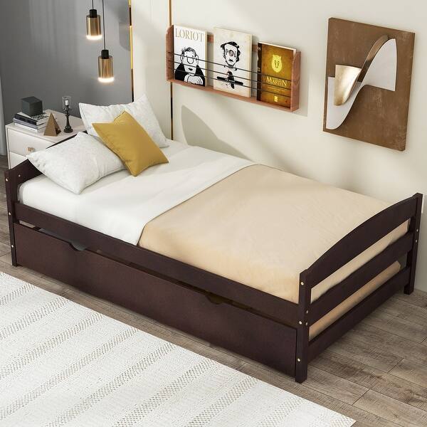 slide 2 of 25, Twin Size Platform Bed with Twin Size Trundle