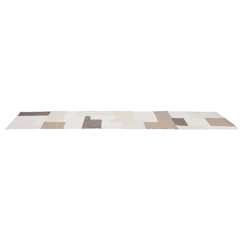 Cotton Table Runner with Patchwork Design - 72.0"L x 14.0"W x 0.3"H