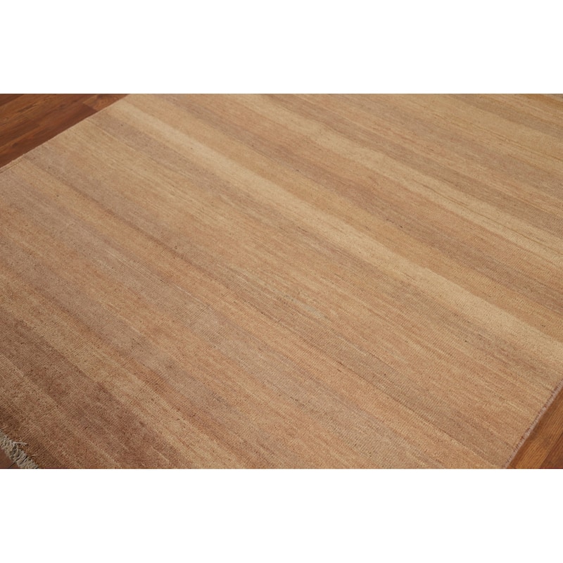 Striped Modern Gabbeh Oriental Area Rug Hand-Knotted Wool Carpet - 4'9" x 6'5"