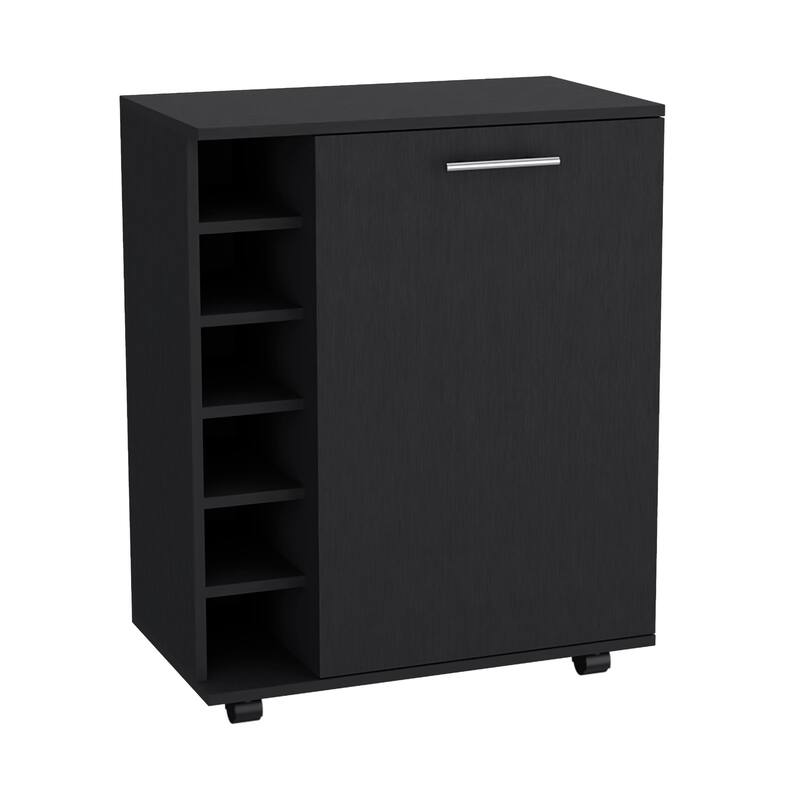 Wick Bar Cart with Integrated Wine Storage,Spacious Cabinet and Smooth Rollers