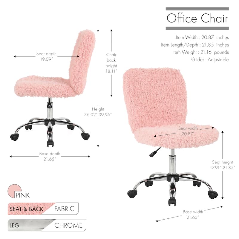 Porthos Home Alva Swivel Office Chair, Shaggy Fabric Upholstery