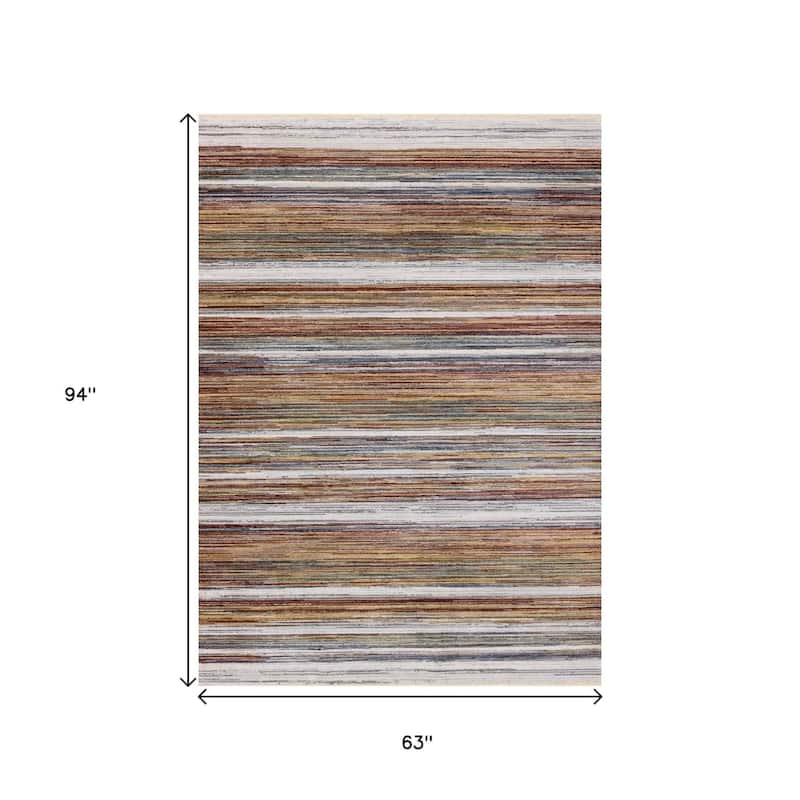HomeRoots Striped Modern Rectangle Area Rug - 5' X 8'