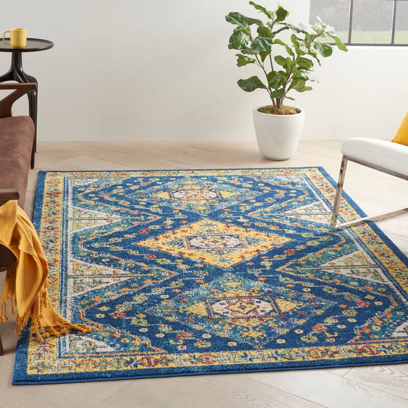Nourison Allur Boho Tribal Geometric Area Rug - 7'10" x 9'10" - Navy Multicolor - Rectangle