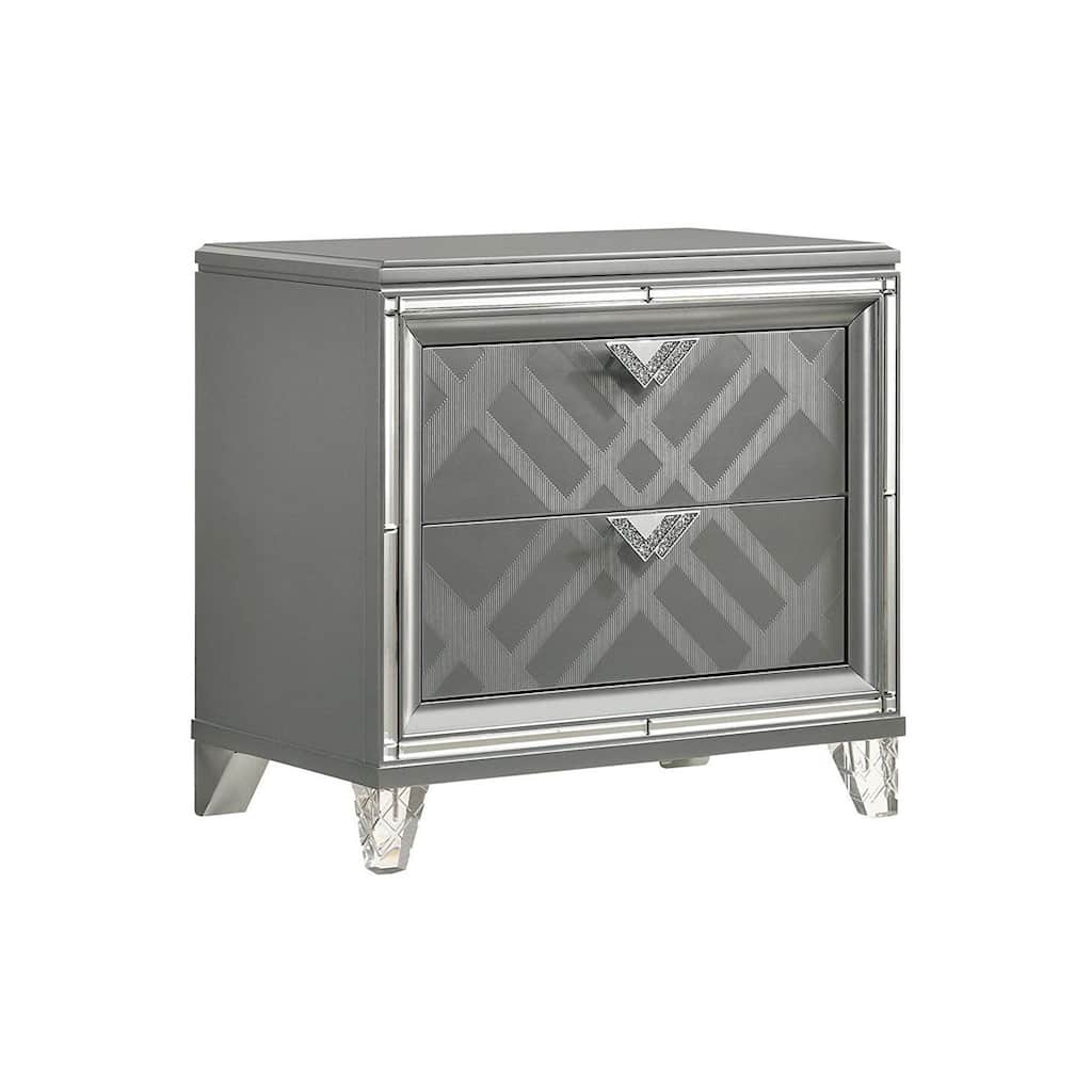2 Drawers Nightstand with Mirror Trim
