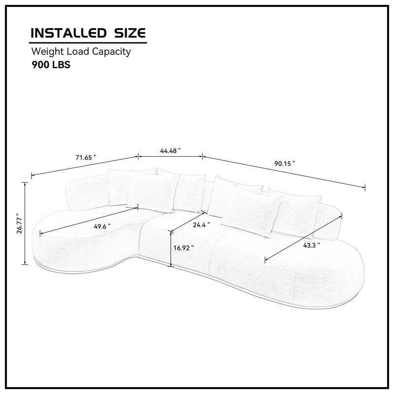 134.63" Oversize Cloud Sectional Couch with L-Shape Chaise, Modern Upholstered Sofa with Deep Seat for Living Room