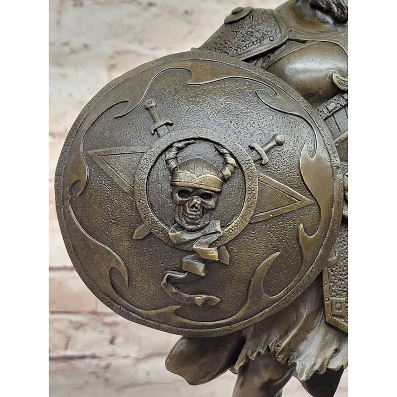 Fantasy Viking Warrior W/ Horned Helmet - Bronze Sculpture Statue Original Art By Kamiko