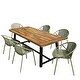 preview thumbnail 17 of 18, Roomfitters Outdoor Expandable Dining Set 7 Piece Acacia Wood Table Stackable Chairs Green,Teak+ Black