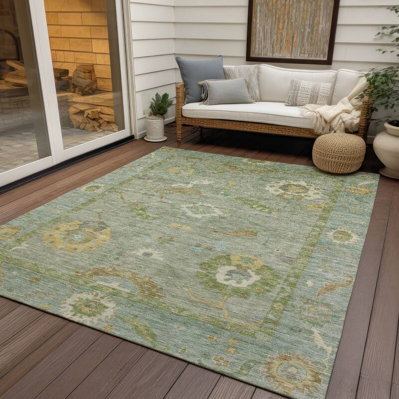 Machine Washable Indoor/ Outdoor Traditional Boho Chantille Rug