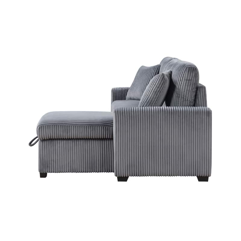 Jessenia Corduroy 3-Piece Reversible Sectional with Pull-out Bed
